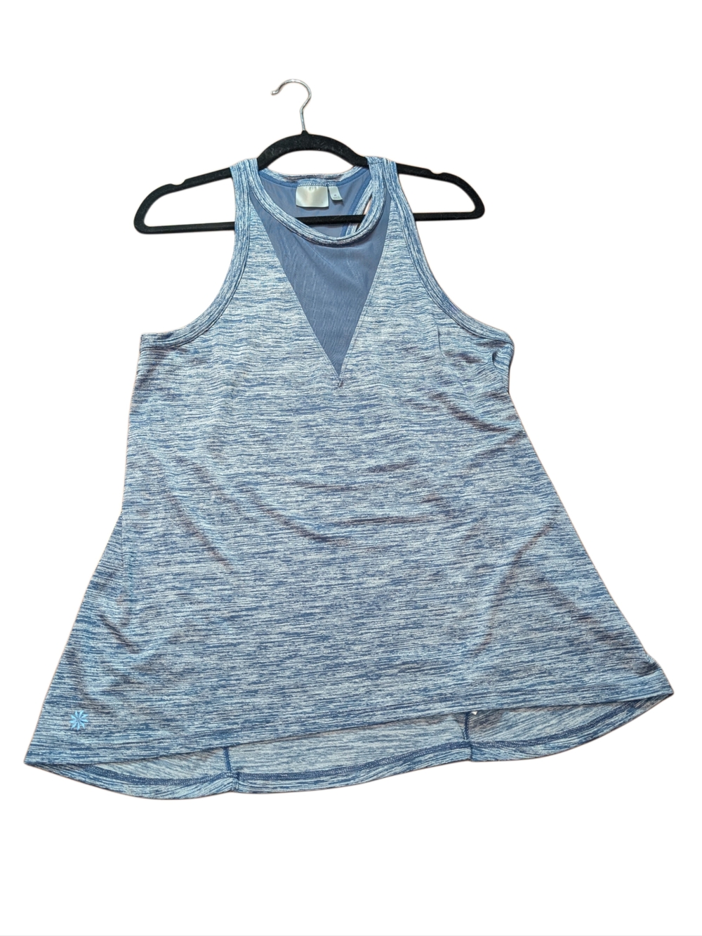 Athleta Heathered Light Blue Mesh V-Inset Tank